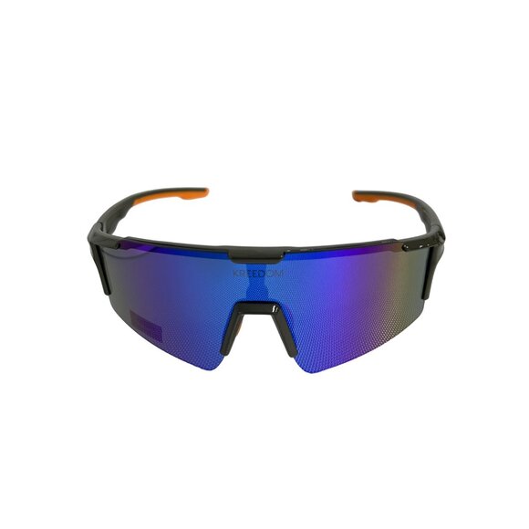 Kreedom Sports Sunglasses Orange Black Frame Multicolor Mirror Lens Outdoor NEW - Picture 1 of 6